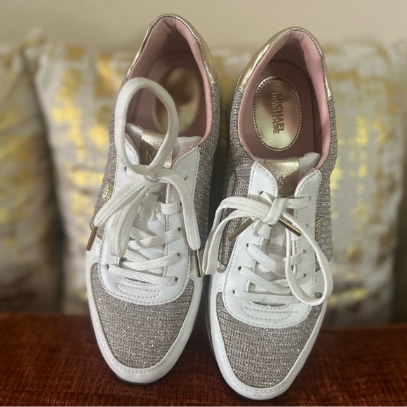 Michael Kors Women's Sparkle Sneakers - White and Silver - Picture 1 of 6